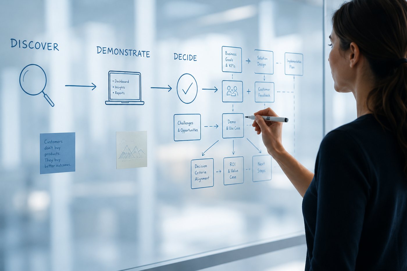 Visualisierung eines kundennahen Pre-Sales-Prozesses von Discovery bis zur Entscheidung